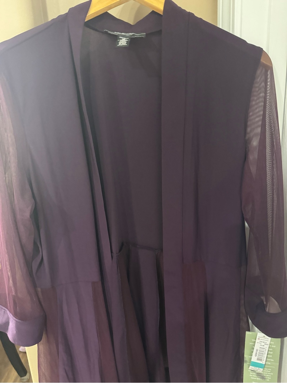 R & m Mesh Sheer Mesh Purple Open Cardigan Top Size 16 Women  (CL-4)